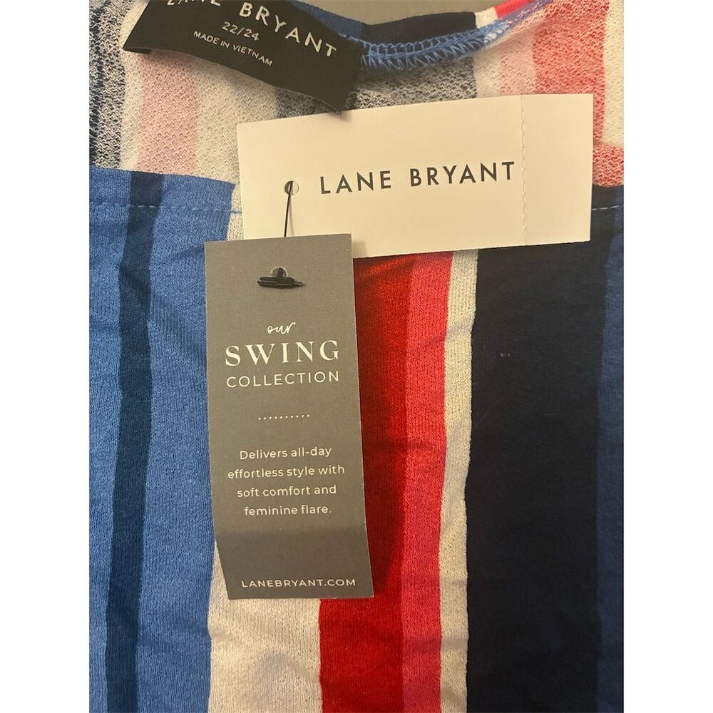 Lane Bryant Women's Plus Size 22 Striped Square Neck Peplum Tank Top - Picture 4 of 7
